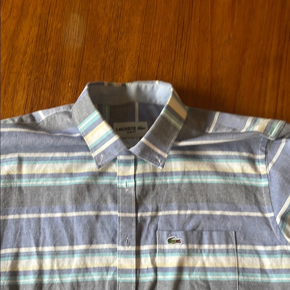 Lacoste Men's Blue Striped Shirt